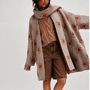 NWT Free People Bali Ayla Scarf Cardi in Autumn Combo